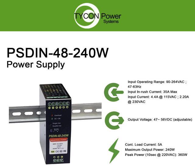 Tycon Systems 48V 240W DIN Rail Industrial Power Supply