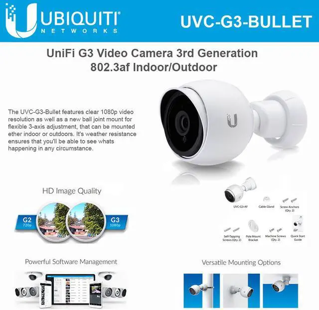Alt view image 7 of 7 - Ubiquiti Networks - UVC-G3-BULLET - Ubiquiti UniFi UVC-G3-BULLET 4 Megapixel Network Camera - Bullet - H.264 - 1920 x