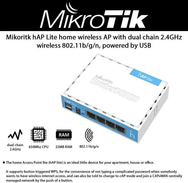Alt view image 2 of 2 - MikroTik RB941-2nD RouterBoard hAP lite 2.4GHz home Access Point lite