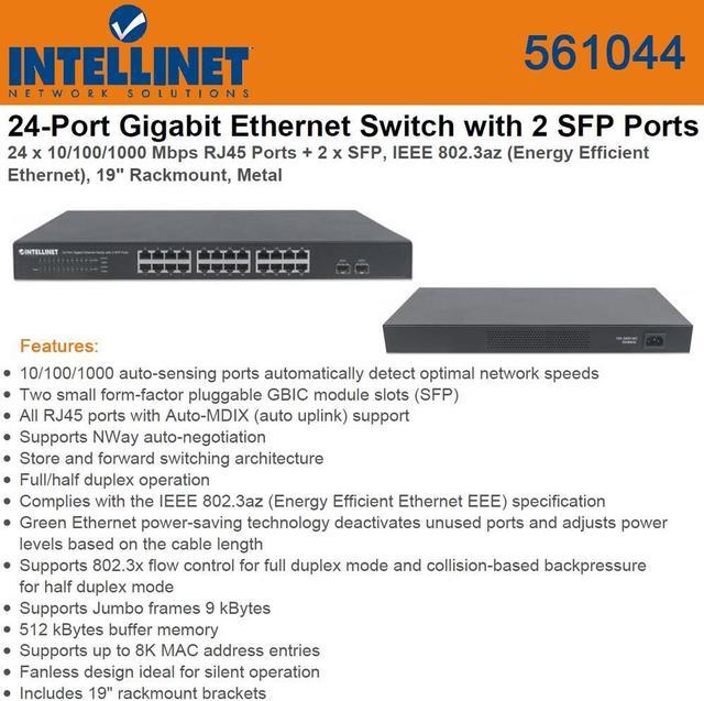 ▷ Intellinet 24-Port Gigabit Ethernet Switch with 2 SFP Ports, 24