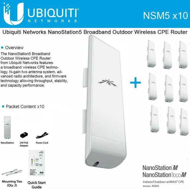 Ubiquiti NSM5 Bundle of 10 NanoStation M5 5GHz Outdoor airMAX CPE 150+Mbps  15+km