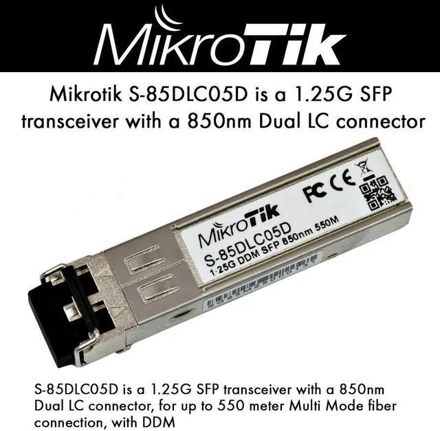 Main image of MikroTik S-85DLC05D SFP module 1.25G MM 550m 850nm
