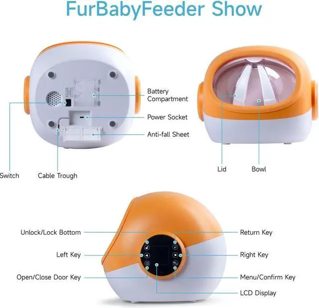 Alt view image 7 of 7 - FurBabyFeeder® Sphere Automatic Microchip Pet Feeder  LCD Menu - Enclosed & Locking Doors - Uses RFID Collar Tag - Multi-Pet