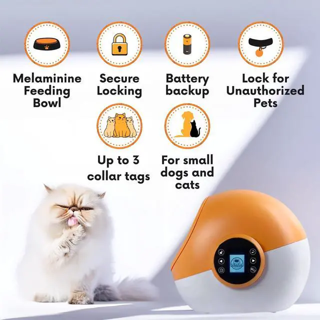 Alt view image 4 of 7 - FurBabyFeeder® Sphere Automatic Microchip Pet Feeder  LCD Menu - Enclosed & Locking Doors - Uses RFID Collar Tag - Multi-Pet