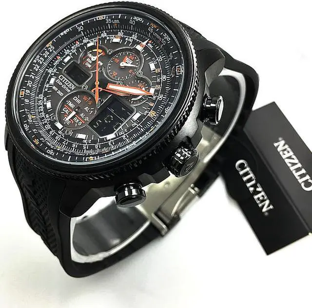 Alt view image 2 of 14 - Citizen Navihawk A-T Black Dial Black Rubber Mens Watch JY8035-04E