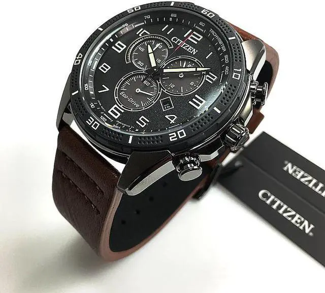 Alt view image 8 of 17 - Men's Citizen Eco-Drive Chronograph CHR Drive Brown Watch AT2447-01E