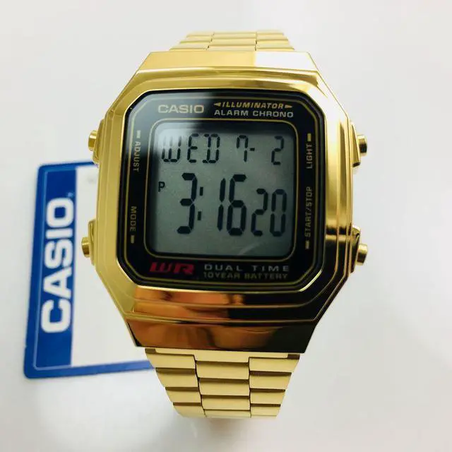 Alt view image 3 of 9 - Men's Casio Digital Classic Gold Tone Steel Watch A178WGA-1AD A178WGA-1A