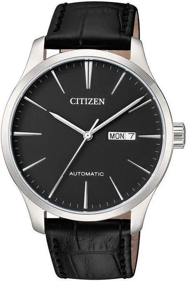 Main image of Men's Citizen Automatic Black Leather Strap Watch NH8350-08E
