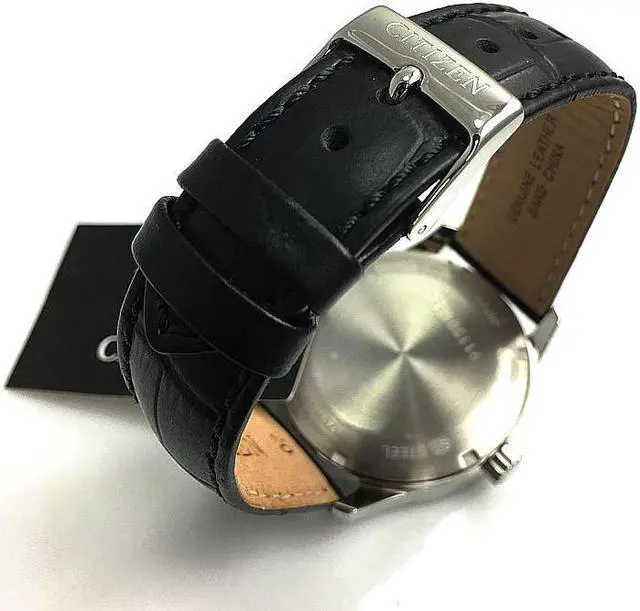 Alt view image 3 of 10 - Men's Citizen Automatic Black Leather Strap Watch NH8350-08E