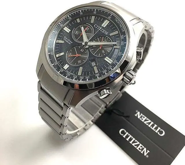 Alt view image 2 of 7 - Men's Citizen Blue Dial Super Titanium Chronograph Watch AT2530-85L