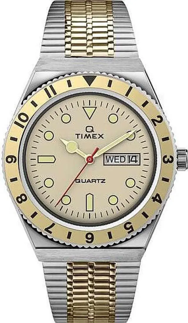 Main image of Men's Timex Q Reissue Diver Style Day-Date Two-Tone Watch TW2V18600