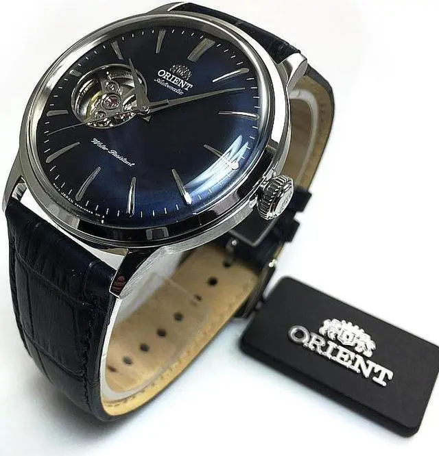 Alt view image 2 of 10 - Men's Orient Classic Elegant Automatic Skeleton Blue Dial Watch RA-AG0005L10B