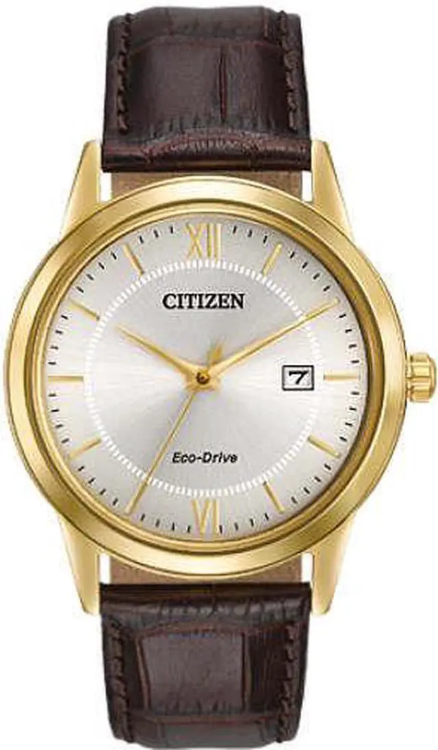 Alt view image 2 of 9 - Citizen Men's 39mm Brown Calfskin Stainless Steel Case Solar Watch AW1232-04A