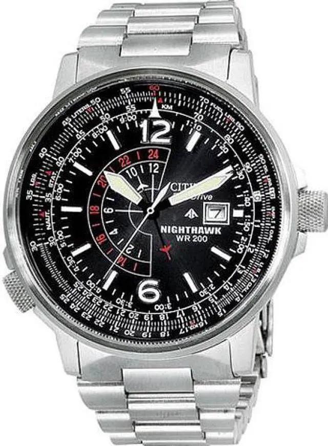 Alt view image 10 of 11 - Citizen Nighthawk Eco-Drive Pilot Watch Mens Watch BJ7000-52E