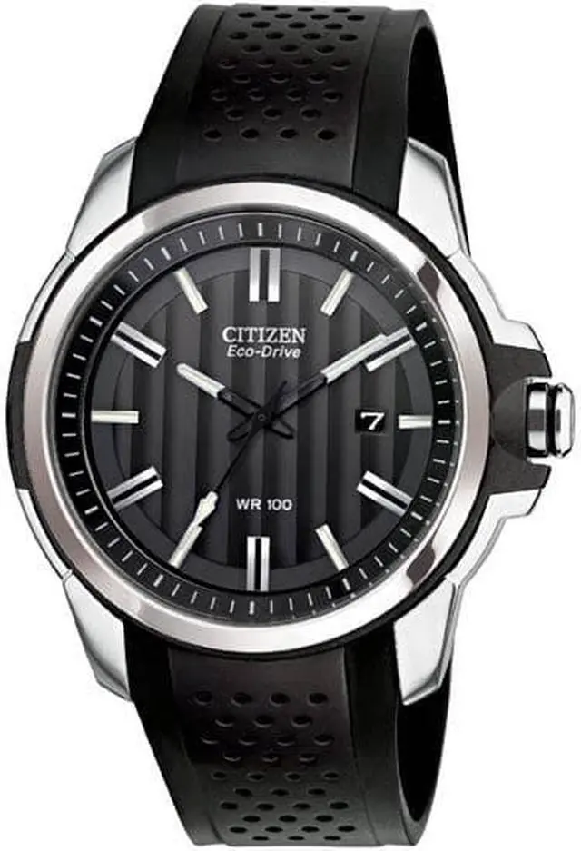 Alt view image 4 of 5 - Citizen AW1150-07E Drive Stainless Steel Case Rubber Bracelet Black Dial Date Display