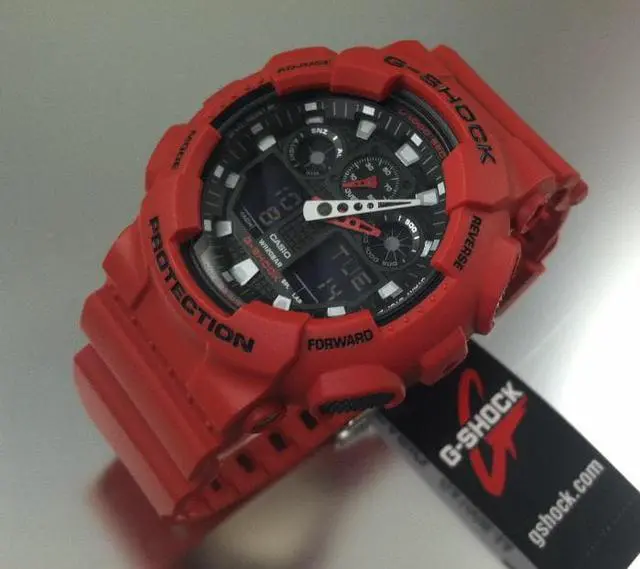Alt view image 8 of 18 - Casio Mens XL G-Shock - Ana-Digi - Red Design - Black Negative Digital Display