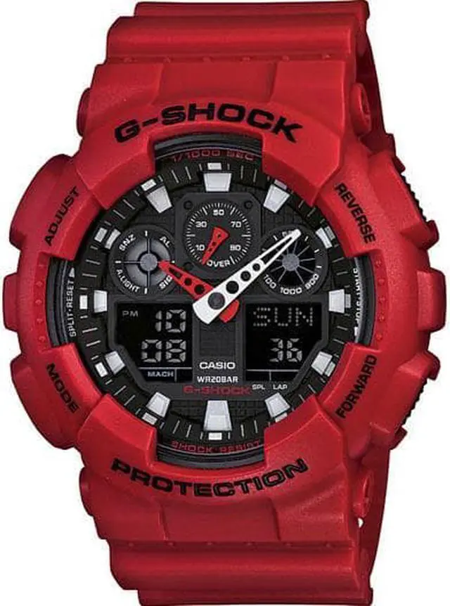 Alt view image 6 of 18 - Casio Mens XL G-Shock - Ana-Digi - Red Design - Black Negative Digital Display