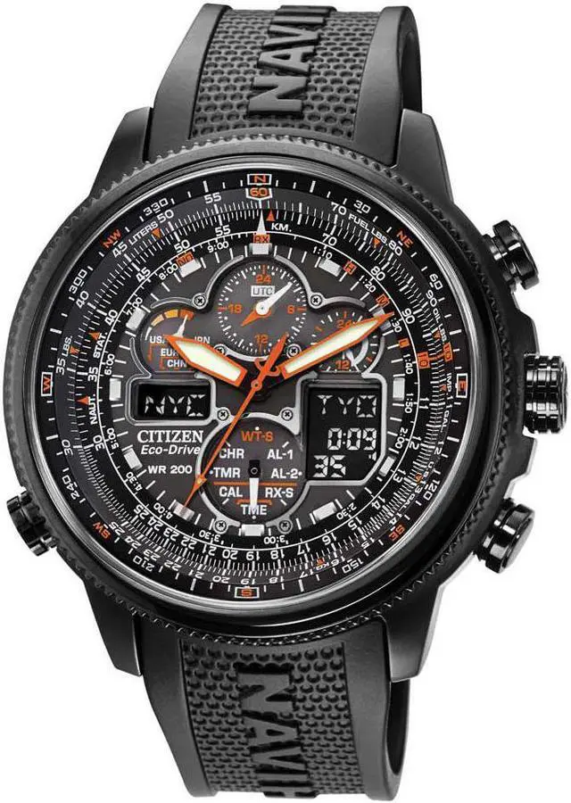 Main image of Citizen Navihawk A-T Black Dial Black Rubber Mens Watch JY8035-04E