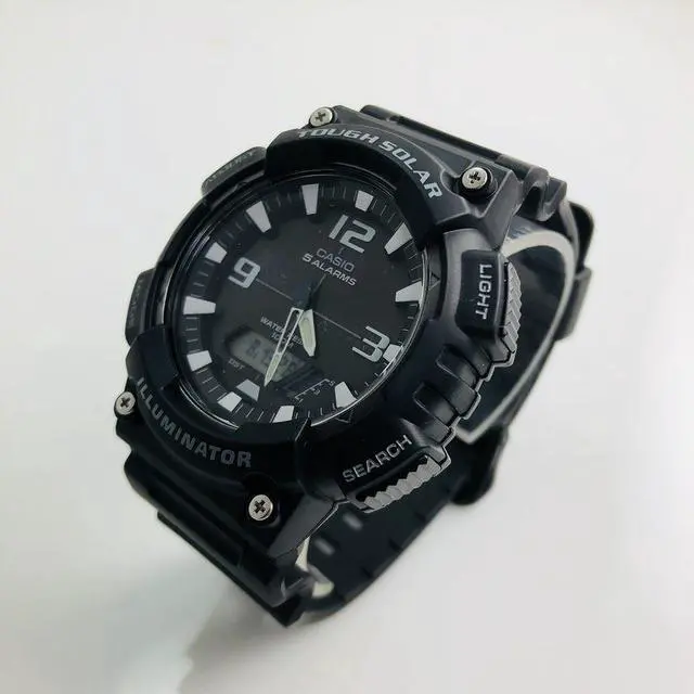 Alt view image 7 of 9 - Men's Casio Black Resin Band Tough Solar Watch AQS810W-1AV