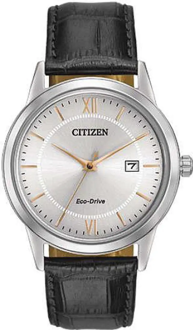 Main image of Men's Citizen Eco-Drive Black Leather Strap Dress Watch AW1236-03A