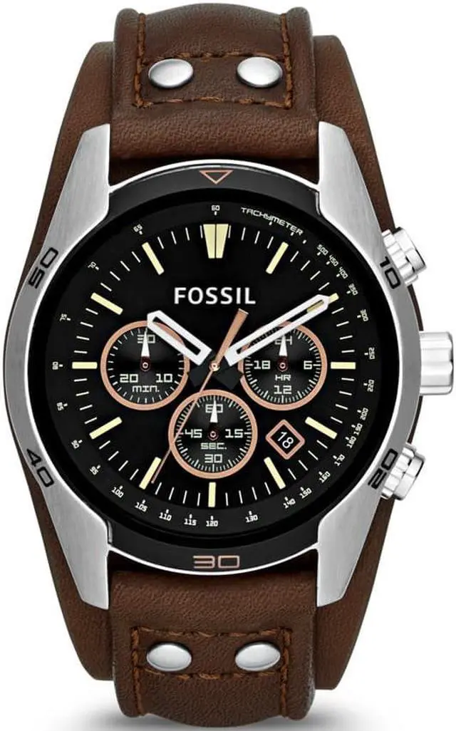 Alt view image 8 of 9 - Fossil Men's Coachman CH2891 Brown Leather Quartz Watch with Black Dial