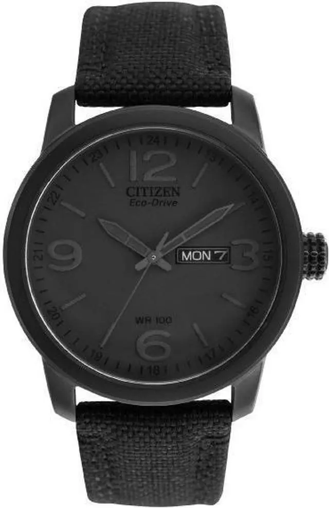 Main image of Citizen Eco-Drive Mens Day/Date Black Anodized Canvas Strap Watch BM8475-00F