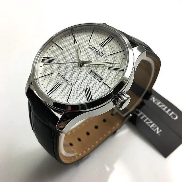 Alt view image 2 of 8 - Men's Citizen Dress Automatic Black Leather Strap Watch NH8350-08A