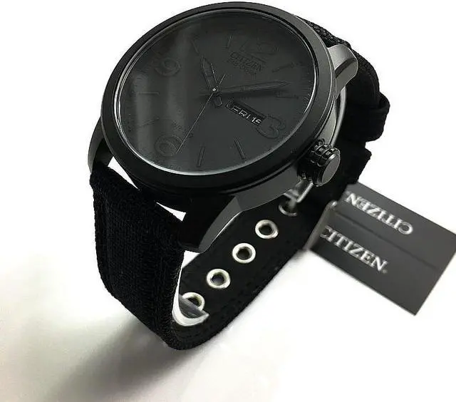 Alt view image 2 of 14 - Citizen Eco-Drive Mens Day/Date Black Anodized Canvas Strap Watch BM8475-00F