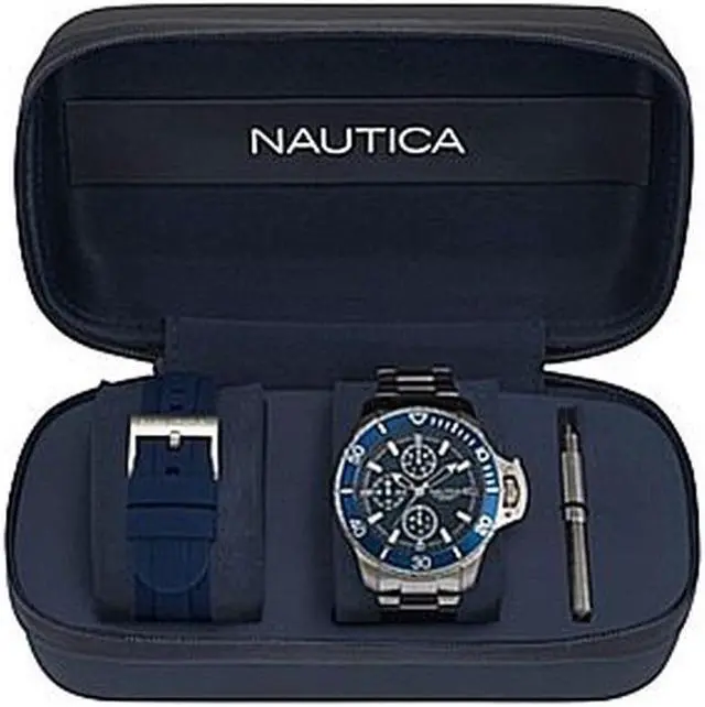 Alt view image 5 of 11 - Men's Nautica Bayside 45mm Stainless Steel Band Watch NAPBYS006