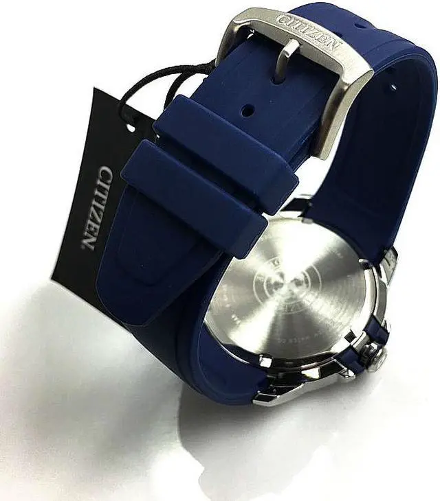 Alt view image 3 of 7 - Men's Citizen Drive Eco-Drive Blue Slicone 45mm Watch AW1158-05L