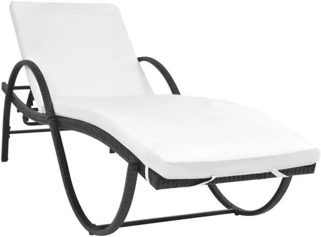 Main image of vidaXL Patio Lounge Chair Outdoor Chaise Lounge with Cushion Poly Rattan Black
