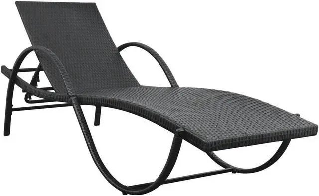 Alt view image 2 of 14 - vidaXL Patio Lounge Chair Outdoor Chaise Lounge with Cushion Poly Rattan Black