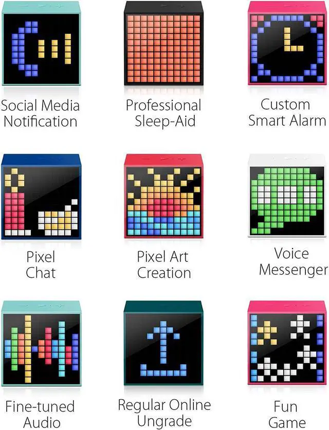 Alt view image 2 of 12 - Divoom Timebox Mini Portable Smart Alarm Clock with App & Bluetooth Speaker