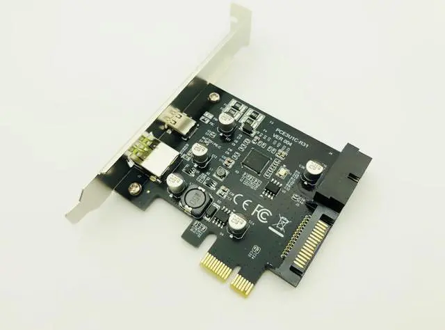 Alt view image 2 of 6 - Amify PCI Express PCI e To USB 3.1 Type C Riser Post Card PCIe to USB C 2.4A Fast Charger+19PIN Front USB Miner Expansion Adapter Card