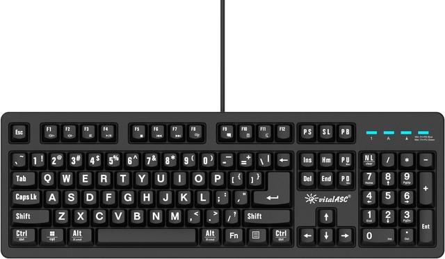 Alt view image 5 of 5 - vitalASC 104-Key Large Print Keyboard for Windows and Mac with USB Wired Connection, Spill-Resistant, and Dual Compatibility (Black)