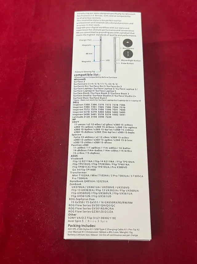 Alt view image 6 of 6 - Glow in The Dark Stylus 4096 Microsoft Certified Surface pro 3/4/5/6 /7/7+/8/9 /X;Go 2/3; Surface Laptop 2/3/4/5; Surface Book 2/3;Surface Studio 2/2+; Surface Duo/Duo 2 MPP 2.0 Free Tips