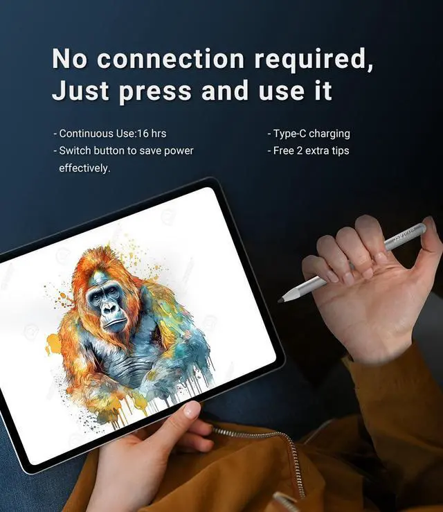 Alt view image 5 of 7 - Glow in The Dark Stylus Universal Pen for iOS, Android, Microsoft Surface, iPad, iPhone, Google Pixel Other Touch Screens Sensitivity Wake up Button, 2 Free Pen Tips.