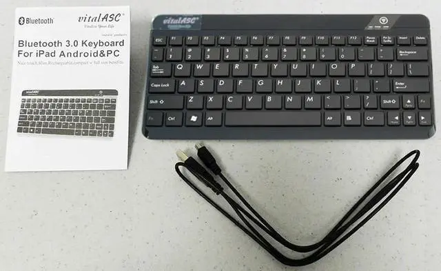 Alt view image 4 of 4 - VitalASC 10KA iPad Windows Android Rechargeable Slim Bluetooth Keyboard Windows 10 compatible- KB10KA-B Black
