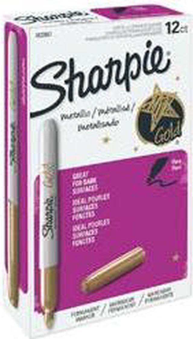 Metallic Fine Point Permanent Markers, Fine Bullet Tip, Gold, Dozen