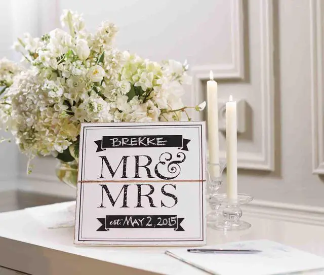Alt view image 2 of 2 - Mud Pie Mr Mrs Wedding Wooden Wall Sign Personalize Name Date Photo Op