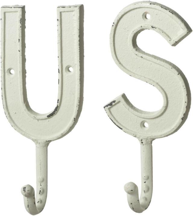 Alt view image 2 of 2 - Monogram Letter U Single Wall Hook Painted Cast Iron 7.5 Inch