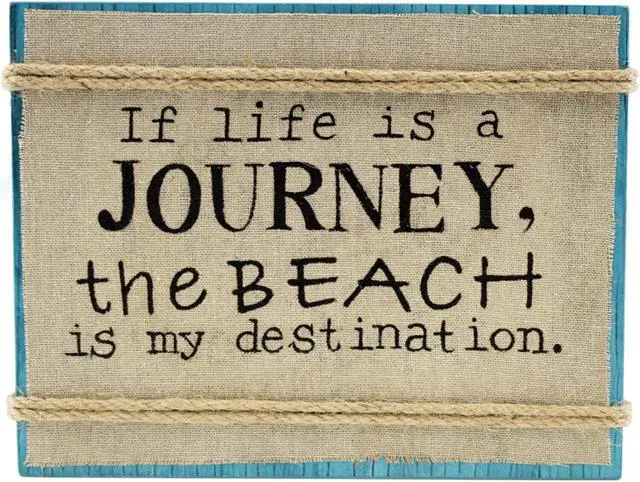 Main image of If Life Is Journey Beach is My Destination Wood Box Sign Burlap 9 Inches
