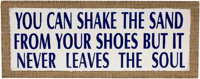 Main image of Beachcombers You Can Shake Sand From Shoes Burlap Wood Wall Plaque 15 Inch Decor