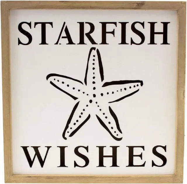 Main image of LED Lights Up Starfish Wishes Wall Plaque Cut Out Tabletop Decor 10 Inch