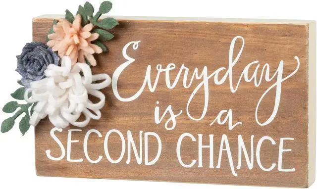 Main image of Everyday is a Second Chance Block Sign 7 Inches