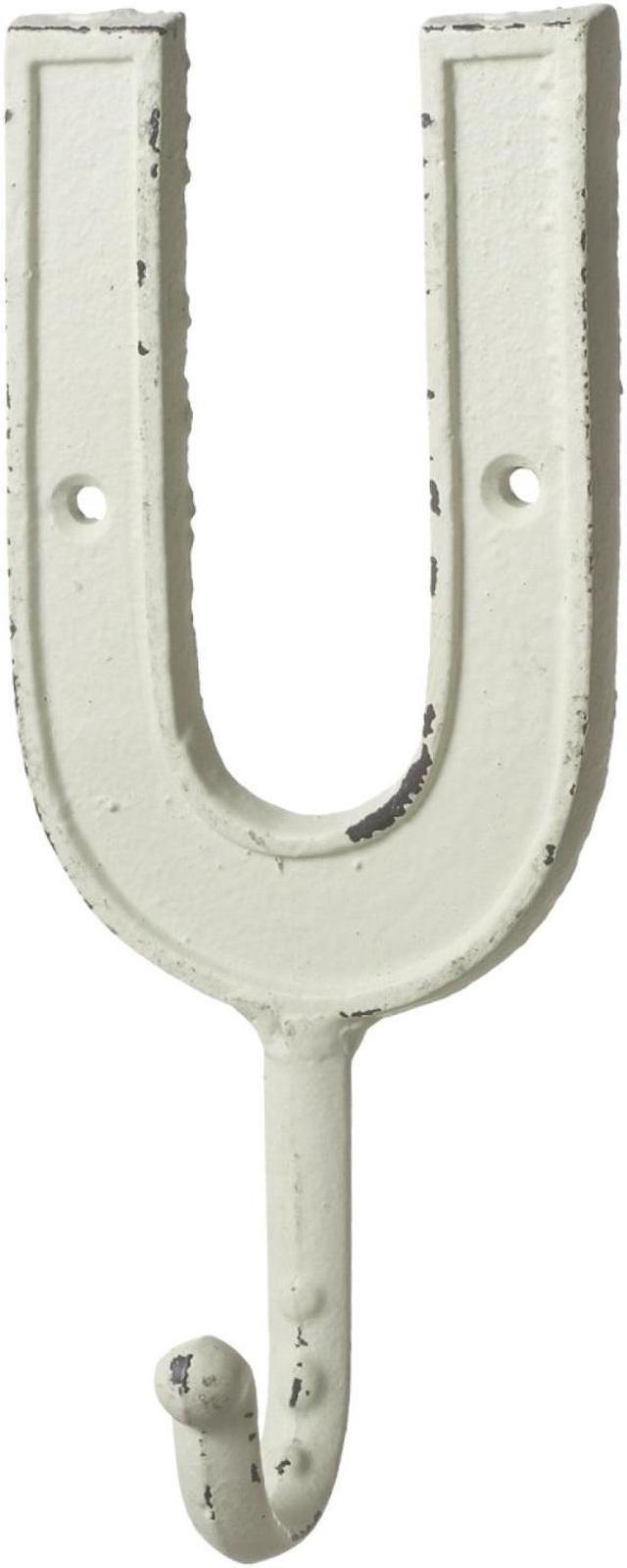 Main image of Monogram Letter U Single Wall Hook Painted Cast Iron 7.5 Inch