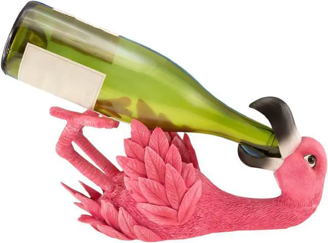 Main image of Beachcombers Funny Hot Pink Flamingo Wine Bottle Holder Resin Tabletop Decor