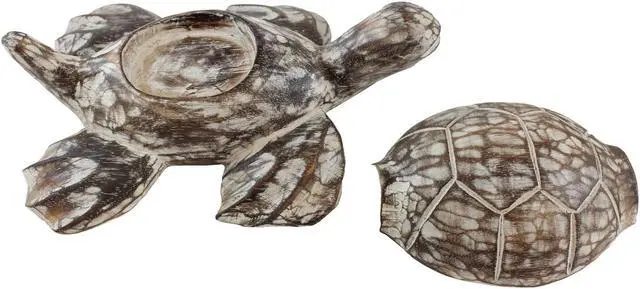 Alt view image 2 of 2 - Sea Turtle Lidded Trinket Box Carved Wood 12.25 Inches Lift Off Lid