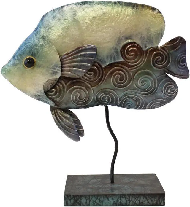 Main image of Tropical Blue and White Fish Capiz Shell Table Figurine