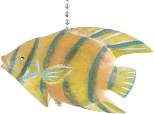 Main image of Tropical Hand Carved Yellow Angel Fish Three Dimensional Wooden Ceiling Fan Pull
